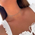 choker ze stali chirurgicznej pastelowe błękitne koraliki krótki naszyjnik .jpg
