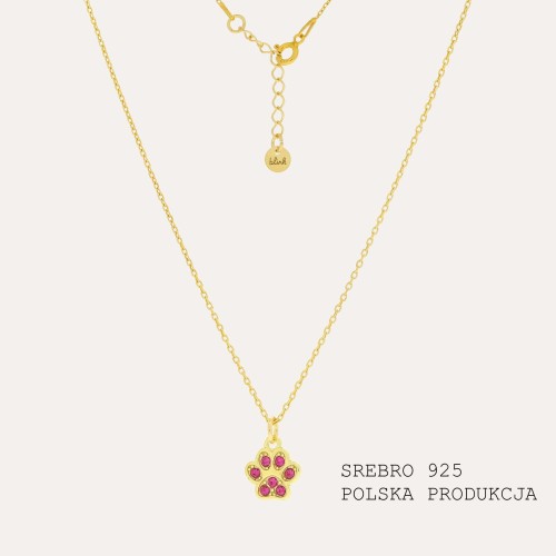 Naszyjnik srebro pozłacane próba 925 łapka wysadzana różowymi kryształkami .jpg