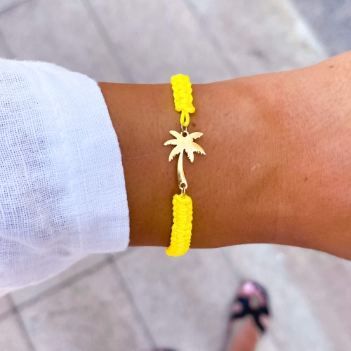 bransoletka palma na żółtym sznurku stal chirurgiczna .jpg