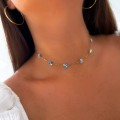 naszyjnik błękitne koraliki kwiaty choker ze stali chirugicznej .jpg