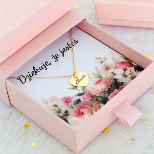 Naszyjnik srebro pozłacane próba 925 łańcuszek serduszko z grawerem ciocia prezent dla cioci .jpg