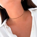choker ze stali chirurgicznej opalizujące beżowe koraliki krótki naszyjnik .jpg