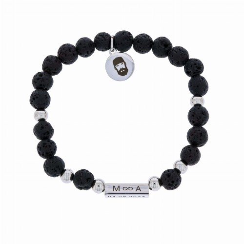 bransoletka męska z kamieniem lawa personalizowana grawer inicjały