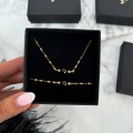 bransoletka z czarnym turmalinem kamień midi stal pozłacana