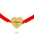 Komplet bransoletek dla mamy i córki z grawerem na czerwonym sznurku z pozłacanej stali chirurgicznej-