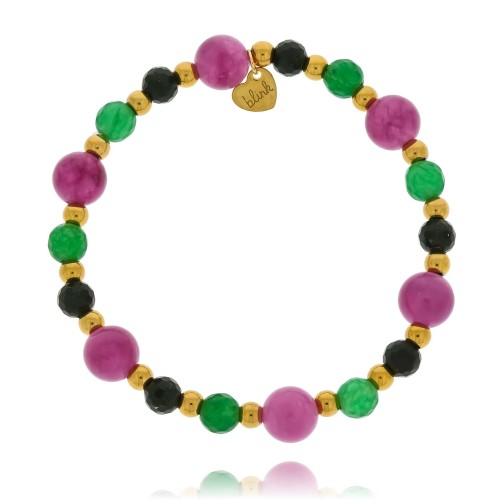 BRANSOLETKA Z KAMIENI NATURALNYCH KUNZYT CHALCEDON NOC KAIRU 