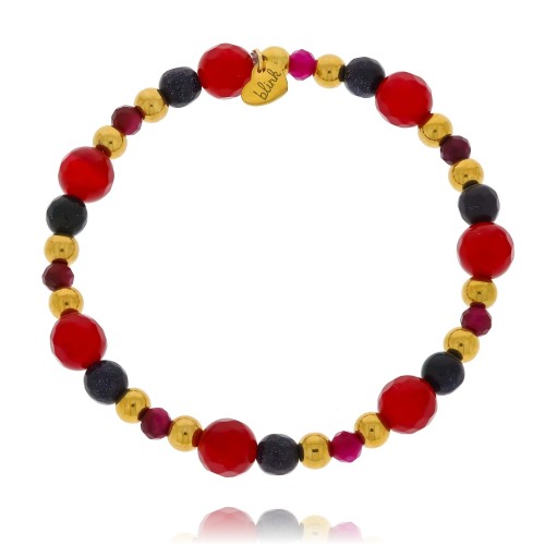 BRANSOLETKA Z KAMIENI NATURALNYCH  NOC KAIRU CHALCEDON TYGRYSIE OKO RÓŻOWE