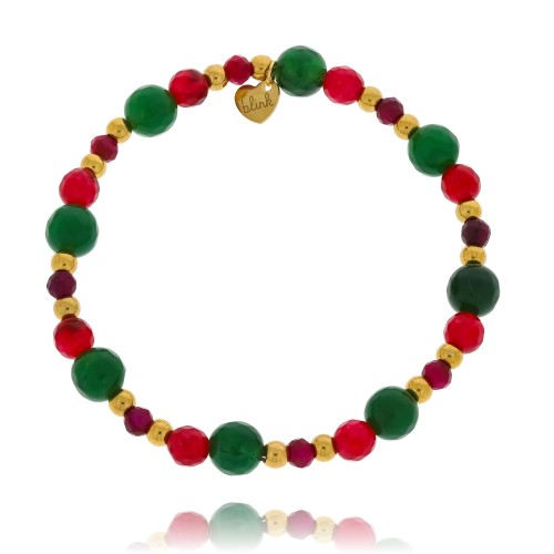 BRANSOLETKA Z KAMIENI NATURALNYCH  CHALCEDON TYGRYSIE OKO 