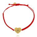bransoletka serduszko z piernikiem na czerwonym sznurku pozłacana stal szlachetna prezent dla przyjaciółki .jpg