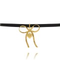 naszyjnik choker eko skóra ze złotą kokardką pozłacana stal chirurgiczna .jpg