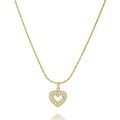 Złoty naszyjnik z sercem i kryształkami love stal chirurgiczna