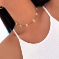 naszyjnik choker ze stali chirurgicznej różowe kwiatki