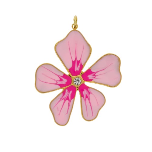 Zawieszka ze stali szlachetnej do naszyjnika bransoletki kwiatek jasny róż