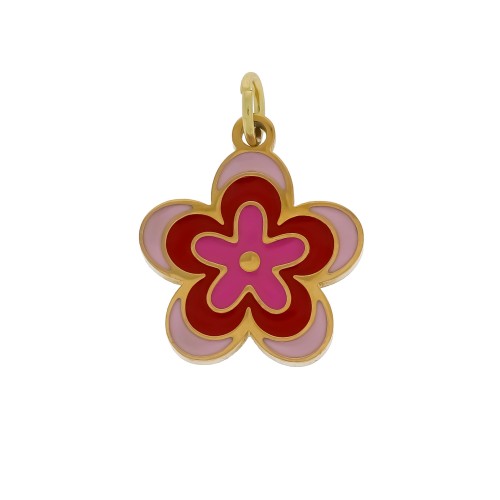 ZAWIESZKA ZE STALI SZLACHETNEJ DO BRANSOLETKI NASZYJNIKA RÓŻOWY KWIATUSZEK