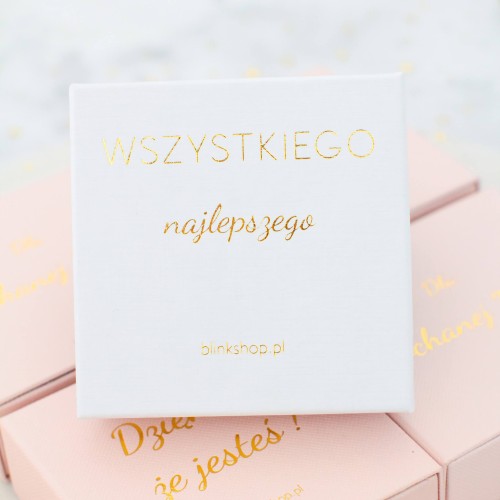 PUDEŁKO PREZENTOWE BIAŁE ZŁOTE TŁOCZENIE WSZYSTKIEGO NAJLEPSZEGO 