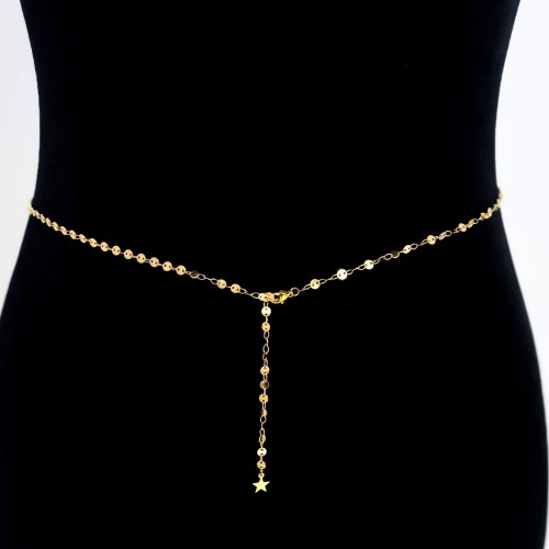 POZŁACANY ŁAŃCUSZEK ZE STALI CHIRURGICZNEJ BODY CHAIN BELLY CHAIN NA BRZUCH BOHO