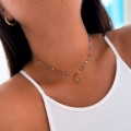naszyjnik koraliki choker z rozgwiazdą kryształki stal chirurgiczna złoty-
