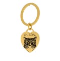 Złoty brelok damski w kształcie serca ze stali chirurgicznej 316l grawer z rysunkiem konturowym kota prezent marzeń