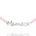 Srebrna bransoletka różowy sznurek ze stali chirurgicznej 316l z napisem mama – biżuteria dla mamy