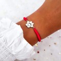 Bransoletka sznurkowa srebrna łapka ze stali chirurgicznej 316l grawer imienia czerwony sznurek