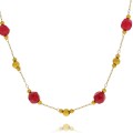 Stylowy naszyjnik złoty z czerwonymi koralikami – idealny prezent dla kobiety