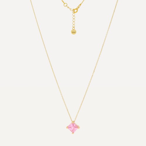 Naszyjnik srebrny pozłacany 925 delikatny różowy kamień – stylowy dodatek dla kobiet