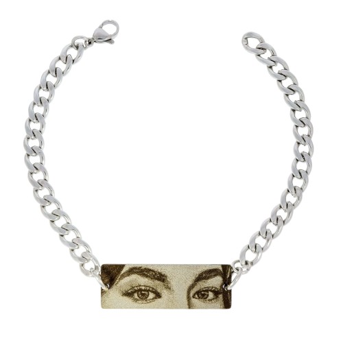 Męska bransoletka z łańcuszkiem pancerka i artystycznym grawerem twarzy technika money print