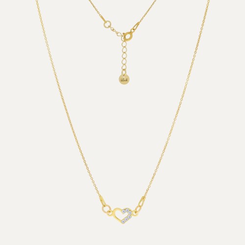 Delikatny naszyjnik z sercem i cyrkoniami – pozłacane srebro 925