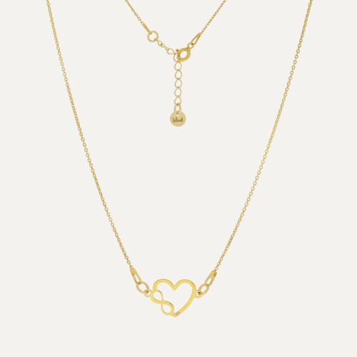 Delikatny pozłacany naszyjnik ze srebra 925 z motywem serca i nieskończoności