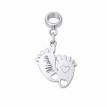 Charms do bransoletki modułowej "my story" stópki dziecka z grawerem imienia srebrne