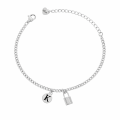 Srebrna bransoletka z literą i kłódką – personalizowana