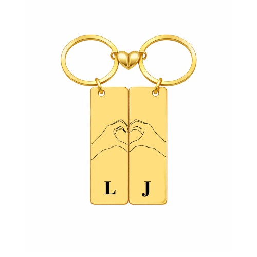 Brelok złoty dla pary dłonie układające się w serce prezent dla zakochanych