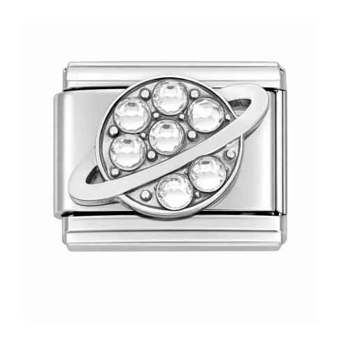 SREBRNY CHARMS MODUŁ OGNIWO DO ELASTYCZEJ BRANSOLETKI MODUŁOWEJ GALAXY Z KRYSZTAŁKAMI