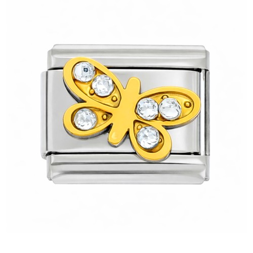 Charms moduł ogniwo 9 mm – motyl złoty | do bransoletki segmentowej