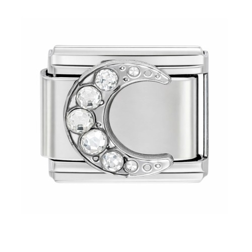 CHARMS MODUŁ OGNIWKO DO BRANSOLETKI MODUŁOWEJ KSIĘŻYC Z KRYSZTAŁKAMI 