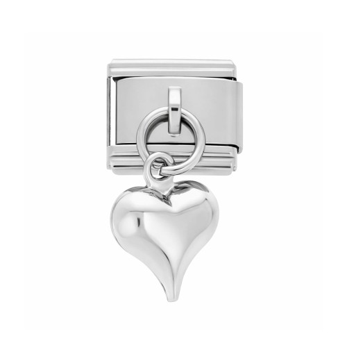 CHARMS MODUŁ OGNIWKO DO BRANSOLETKI MODUŁOWEJ SREBRNY Z WISZĄCYM SERDUSZKIEM