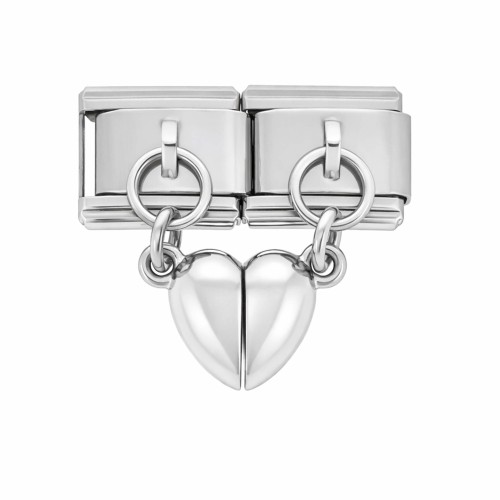 CHARMS MODUŁ OGNIWKO DO BRANSOLETKI MODUŁOWEJ SREBRNY Z SERCAMI NA MAGNES 