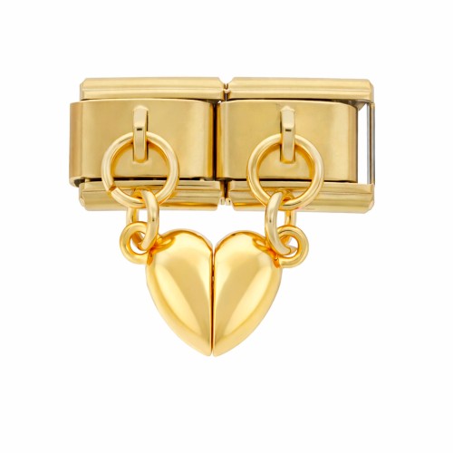 CHARMS MODUŁ OGNIWKO DO BRANSOLETKI MODUŁOWEJ ZŁOTY Z SERCAMI NA MAGNES 