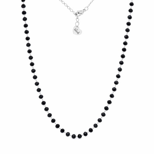 NASZYJNIK DO ZAWIESZEK PERSONALIZOWANY – SREBRNA BAZA POD CHARMSY I ZAWIESZKI GRAWEROWANE  KORALIKI BLACK W ROZMIARZE MEDIUM 