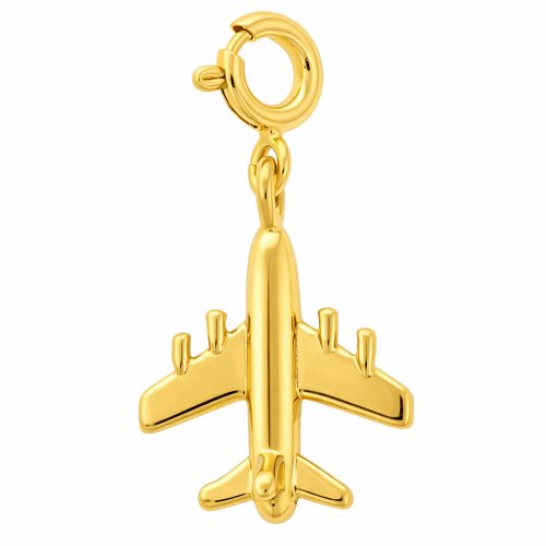 Charms uniwersalny złoty samolot 3d do bransoletek i naszyjników