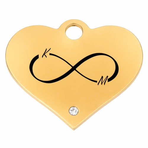 CHARMS UNIWERSALNY ZŁOTE SZEROKIE SERCE Z KRYSZTAŁKIEM DO BRANSOLETEK I NASZYJNIKÓW   