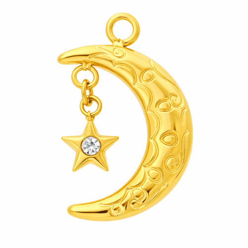 CHARMS UNIWERSALNY ZŁOTY KSIĘŻYC Z GWIAZDKĄ DO BRANSOLETEK I NASZYJNIKÓW 