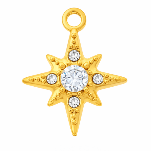 CHARMS UNIWERSALNY ZŁOTY GWIAZDKA Z CYRKONIĄ DO BRANSOLETEK I NASZYJNIKÓW 