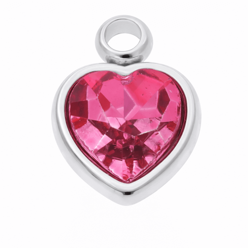 CHARMS UNIWERSALNY SREBRNE SERCE RÓŻOWY KRYSZTAŁ DO BRANSOLETEK I NASZYJNIKÓW  