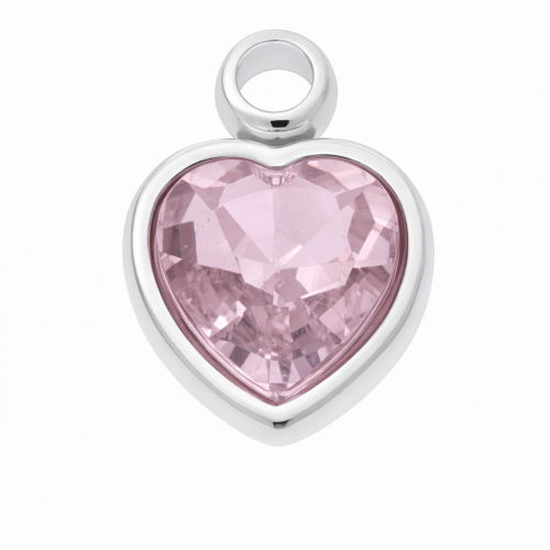 CHARMS UNIWERSALNY SREBRNE SERCE KRYSZTAŁ PUDROWY RÓŻ DO BRANSOLETEK I NASZYJNIKÓW   