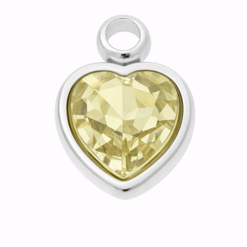 CHARMS UNIWERSALNY SREBRNE SERCE CYTRYNOWY KRYSZTAŁ DO BRANSOLETEK I NASZYJNIKÓW 
