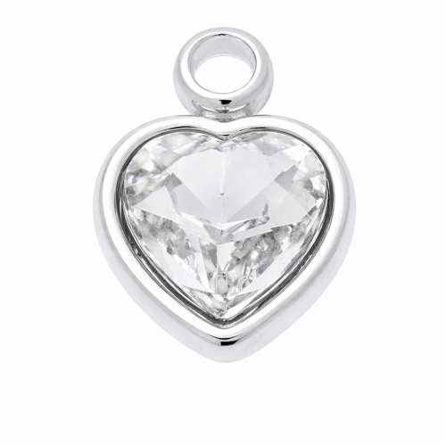 CHARMS UNIWERSALNY SREBRNE SERCE PRZEZROCZYSTY KRYSZTAŁ DO BRANSOLETEK I NASZYJNIKÓW 
