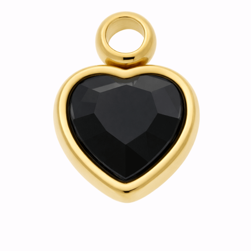 Charms uniwersalny złote serce czarny kryształ do bransoletek i naszyjników