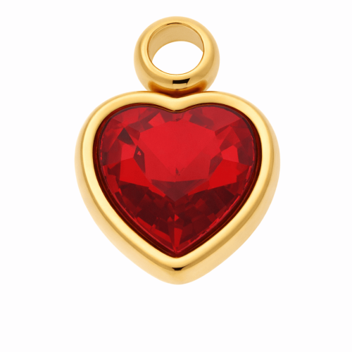 CHARMS UNIWERSALNY ZŁOTE SERCE CZERWONY KRYSZTAŁ DO BRANSOLETEK I NASZYJNIKÓW  
