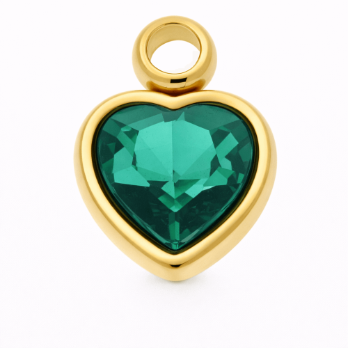 CHARMS UNIWERSALNY ZŁOTE SERCE ZIELONY KRYSZTAŁ DO BRANSOLETEK I NASZYJNIKÓW 
